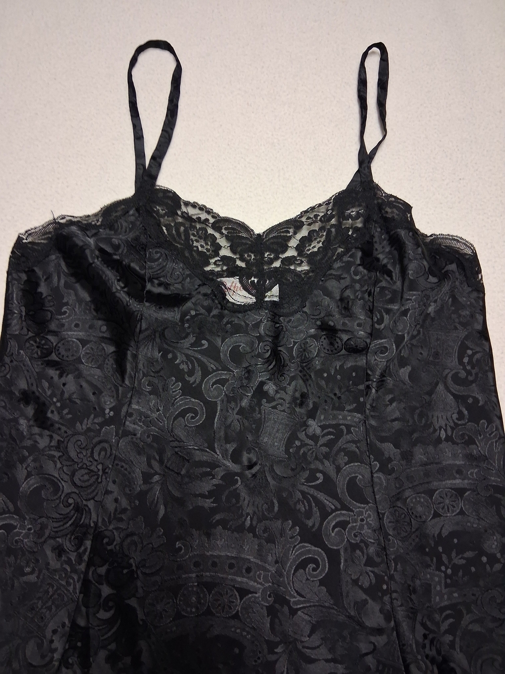 Black Satin Lace-Trim Camisole Slip - Picture 3 of 5